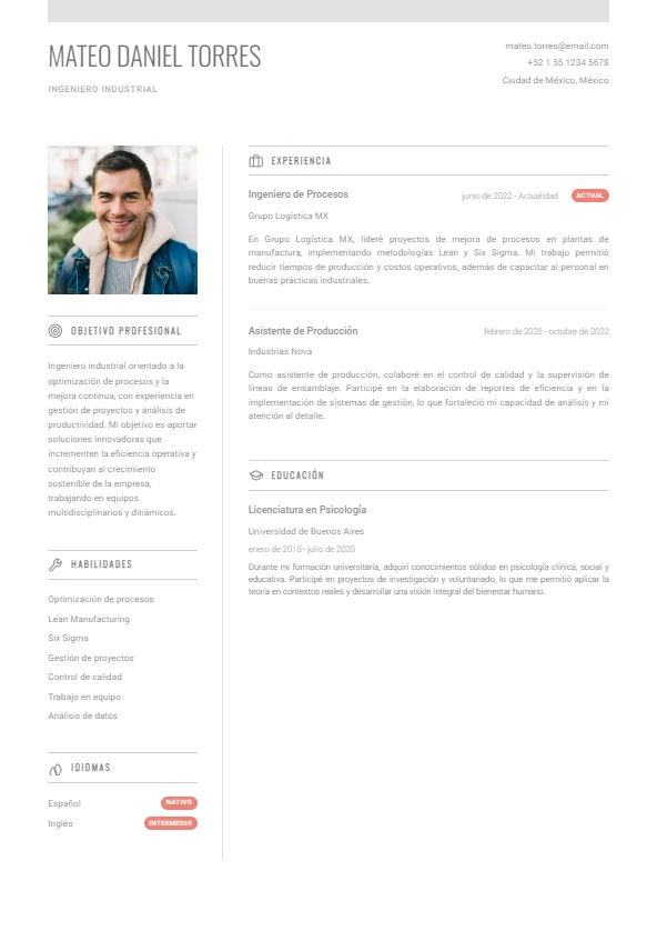 Plantilla de CV Comercial Efectivo - Diseño profesional para currículum vitae Plantilla de currículum Comercial Efectivo - Especializado